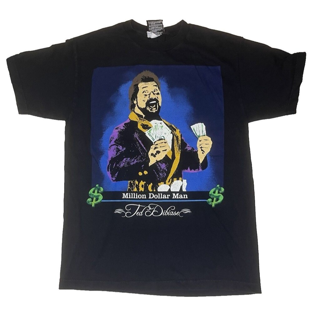 VTG WWF WWE Million Dollar Man Ted DiBiase T Shirt Mens Medium Graphic Black 00s